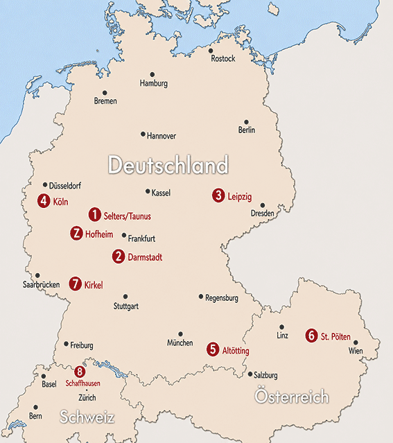 Massageschulen Deutschland, Schweiz, Österreich Landkarte Deutschland, Schweiz, Österreich mit Massageschulen für TouchLife Massage